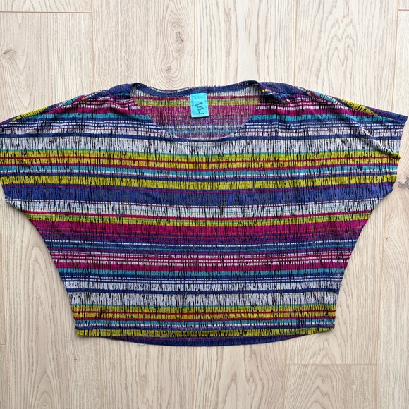 h.i.p. Tops - H.I.P. Happening in the Present Multicolor Striped Slashed Knit Top - Size L